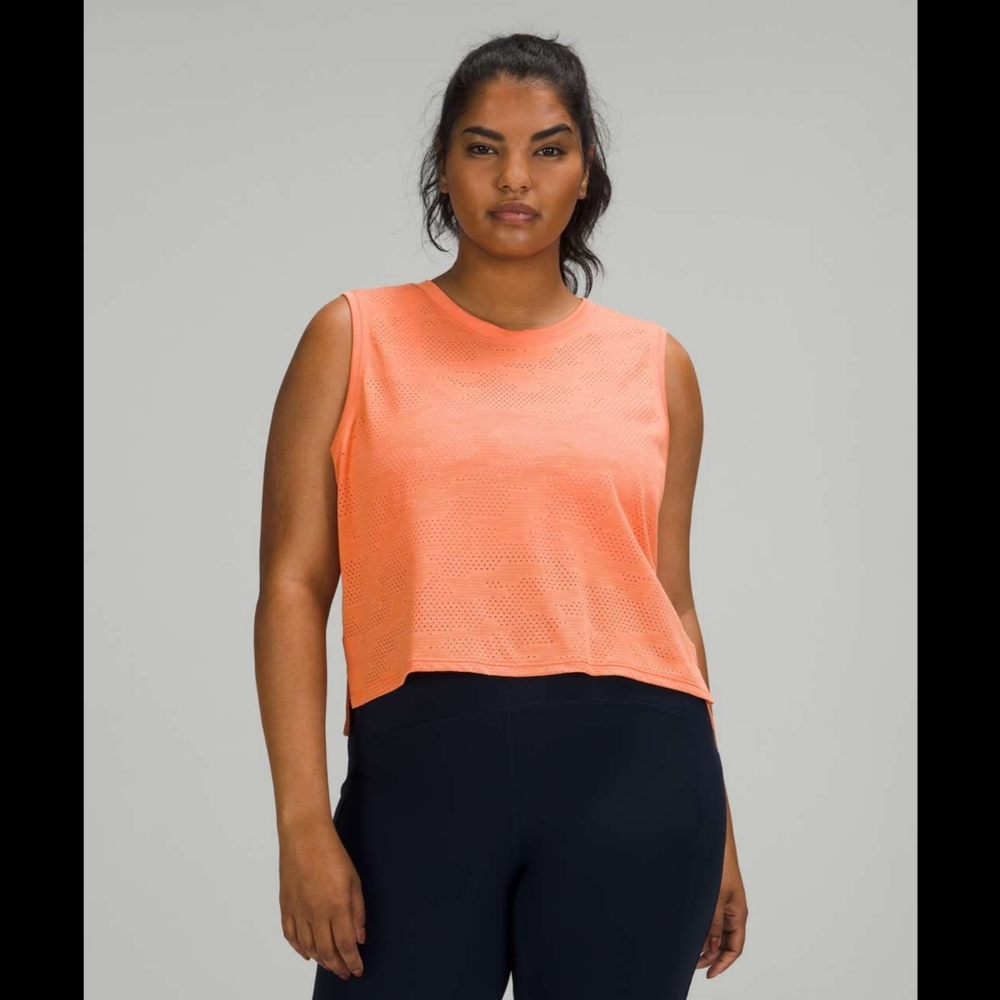 lululemon athletica Coral Orange Perforated Tank Top